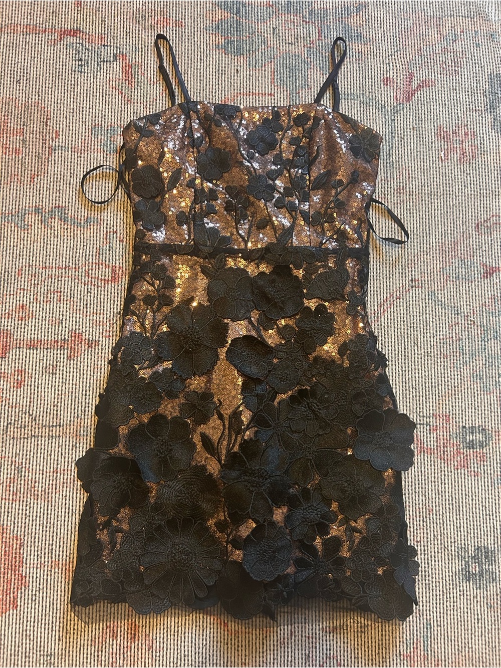 Altar'd State Black Satin Dress with Gold Zip Detail